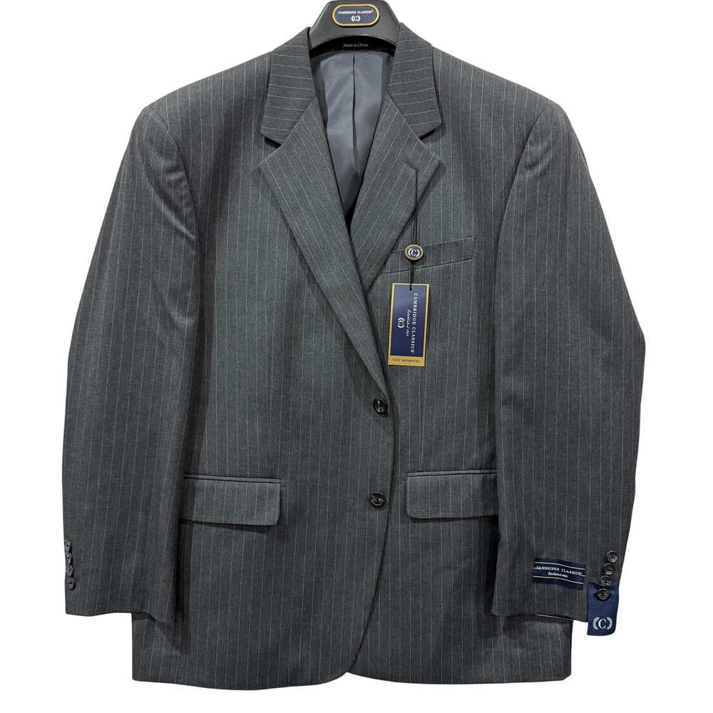 Cambridge Classics Charcoal Pinstripe Suit Separate Blazer‎ Jacket 44S Men's